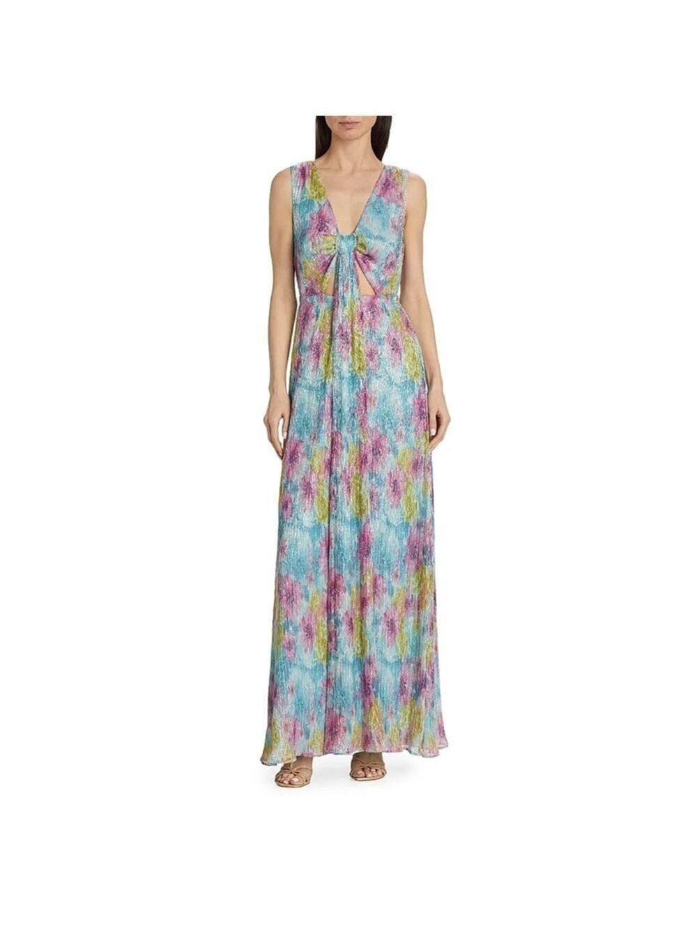 Women's Ramy Brook Mila Floral Cutout Maxi Dress in Blue Pink, Size 2